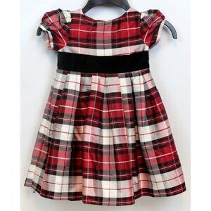 2008 Gymboree Holiday Pictures Plaid Silk Dress sz 3T Red Bow Cute Lined Winter